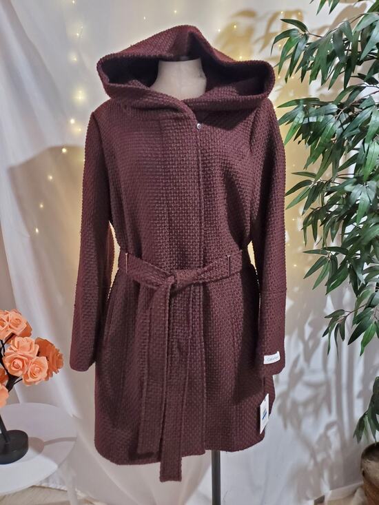 Calvin Klein Jackets & Blazers - Calvin Klein NWT Woven Belted Hooded Zip Mid Length Coat Womens Size XL Plum